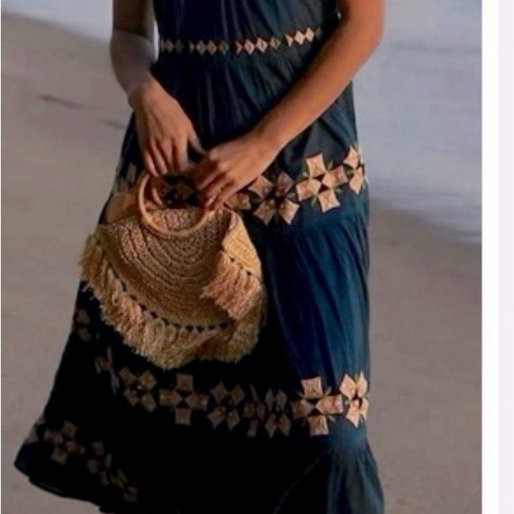 Roller Rabbit Blue and Tan Maxi Dress
